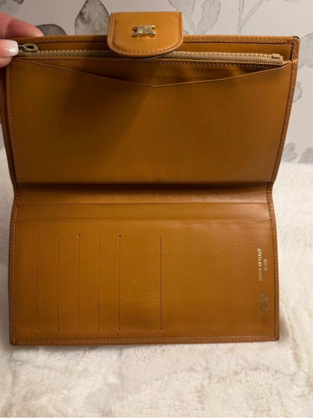 Celine Auth Vintage Macadam Long Wallet Monogram Gold Snap Closure - Picture 3 of 11